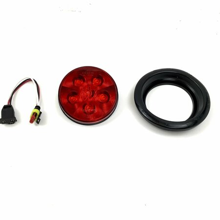 TRUCK-LITE Super 44, LED, Red, Round, 6 Diode, Stop/Turn/Tail, Fit 'N Forget S.S.0, 12V 44302R3